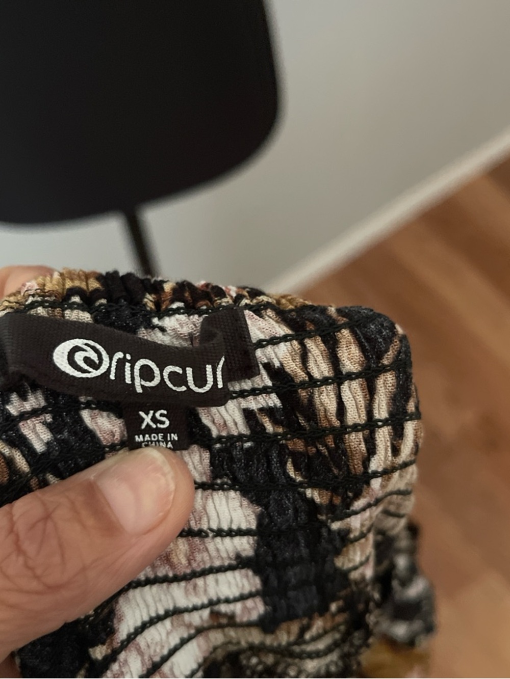 Rip Curl Black and Tan Smocked Waist Dress - Picture 3 of 3